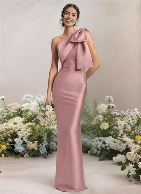 Satin Prom Dress Long, Bridesmaid Dresses Satin, One Shoulder Prom Dress, One Shoulder Bridesmaid Dresses, Long Cocktail Dress, Satin Cocktail Dress, Bridesmaid Dress Styles, Mermaid Bridesmaid Dresses, Lace Homecoming Dresses