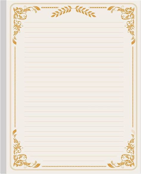 Amazon.com: Stationery Lined Paper, Letter Size Unpunched Ruled Filler Paper, 100Sheets / 200Pages Loose-Leaf Line Paper, 100gsm White Paper, 8.5'' x 11'', Gold Designer Sheets Paper, Stationary Paper Design, Cute Lined Paper, Lined Paper Aesthetic, Notebook Lines, Autumn Widgets, A4 Size Paper Border Design Flower, Stationary Letter, Paper With Lines