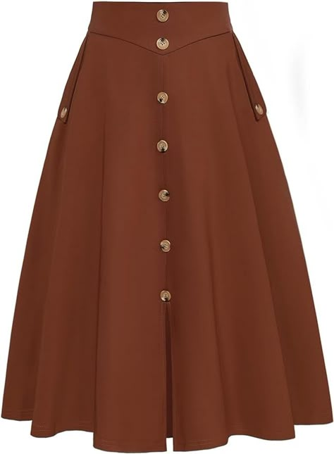 Amazon.com: Belle Poque Womens Khaki A Line Skirt Stretchy Knee Length Skirt Vintage Elastic Waist Skirt M : Clothing, Shoes & Jewelry Cheap High-waist Vintage Skirt, A-line Skirt, A Line Skirt, Vintage Knee-length Lined Skirt, Cheap Brown Vintage Skirt, Vintage Brown Skirted Bottoms, Vintage Brown Skirt With Buttons, Skirt With Buttons, High Waisted Pleated Skirt