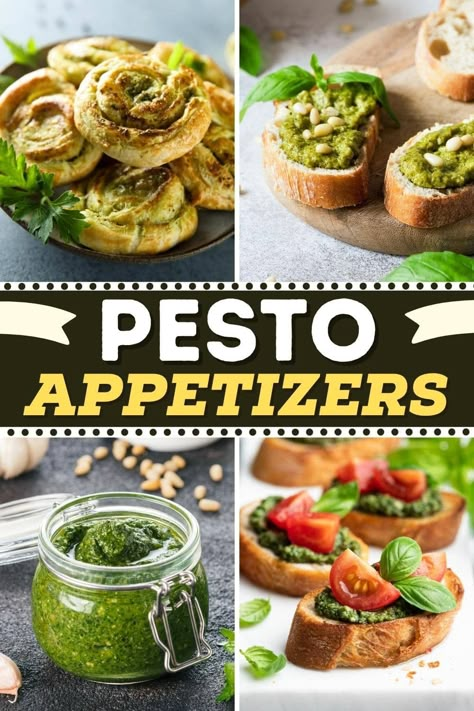 Pesto Canapes, Pesto Appetizer Recipes, Appetizers With Pesto, Appetizers Easy Recipes, Recipes Using Pesto, Pesto Appetizers, Fast Appetizers Easy, Pesto Uses, Best Pesto