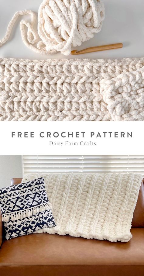 Chunky Crochet Throw, Chunky Yarn Crochet Pattern, Chunky Blanket Pattern, Chunky Yarn Blanket, Chunky Yarn Crochet, Chunky Crochet Blanket Pattern, Crochet Blanket Tutorial, Crochet Throw Pattern, Throw Blanket Pattern