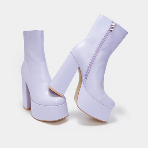 Lavender Boots, Platform Gogo Boots, Platform Heeled Boots, Lavender Shoes, Wanna Call, Pinterest Wardrobe, Core Outfits, Leather Platform Boots, Reception Dresses