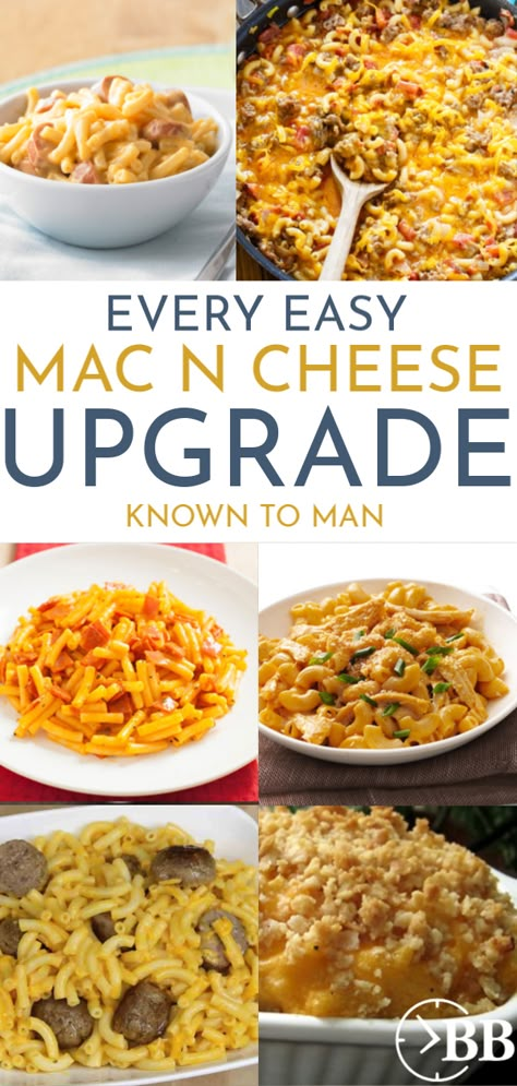 Upgrade Boxed Mac And Cheese, Mac N Cheese Variations, Leftover Kraft Mac And Cheese Recipes, Upgrade Box Mac And Cheese, How To Doctor Up Boxed Mac And Cheese, Taco Mac And Cheese Kraft, Kraft Dinner Hacks, Box Mac And Cheese Upgrade, Mac And Cheese Pasta Salad