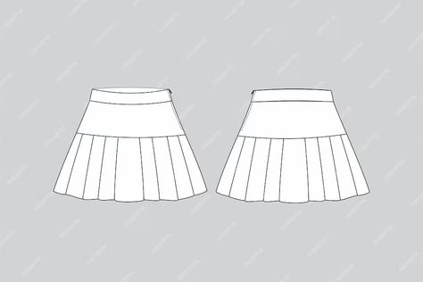 Premium Vector | Pleated skirt technical fashion illustration skirt vector skirt draw pleated skirt draw Tennis Skirt Drawing, Pleated Skirt Technical Drawing, How To Draw Pleated Skirts, Pleated Skirt Illustration, Pleated Skirt Sketch, Fashion Illustration Skirt, Technical Drawing Skirt, Skirt Flat Drawing, Skirt Technical Drawing