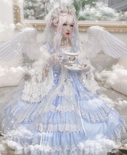 Diamond Honey -The Prayer of Angel- Vintage Classic Lolita JSK Angel Outfits, Ruffle Bridal Gown, Wedding Dress Ruffle, Dress Kawaii, Dress Fairy, Classic Lolita, Lana Del Ray, Sweet Lolita, Princess Wedding