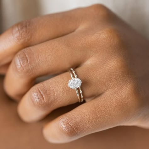 Unveiled Ring, 1ct. Oval Cut Diamond – Melanie Casey Dainty Gold Band, Melanie Casey, Future Engagement Rings, Oval Engagement Ring, White Gold Set, Oval Engagement, Necklace Chain Lengths, Dream Engagement Rings, Dream Engagement