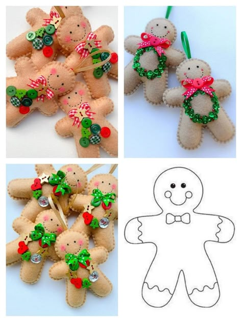 Diy Felt Christmas Ornaments, Gingerbread Crafts, Gingerbread Christmas Decor, Felt Crafts Christmas, Felt Christmas Decorations, Christmas Felt, Handmade Christmas Decorations, Gingerbread Christmas, Holiday Crafts Christmas