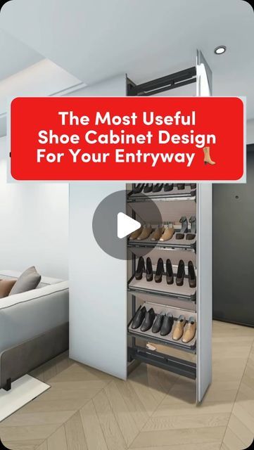 Hometrust.sg on Instagram: "Have a big collection of shoes? You need to check out this cabinet design to make the most out of your entryway space 😎✨ What do you think?   #sgrenovation #interiordesign #renotips #entryway #shoecabinet" Shoe Cabinet Design Luxury, Show Cabinet Entryway, Shoes Cabinet Design Entrance Entryway, Shoes Cabinet Ideas, Shoes Cabinet Design, Entryway Wardrobe, Shoe Cabinet Ideas, Show Cabinet, Small Shoe Cabinet