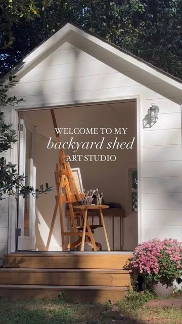 Gazebo Art Studio, Small Shed Art Studio, Shed Painting Studio, Garden Shed Studio Ideas, Garden Art Studio, Workshop Shed Design, Art Shed Ideas Backyard Studio, Backyard Shed Office, Outdoor Work Space