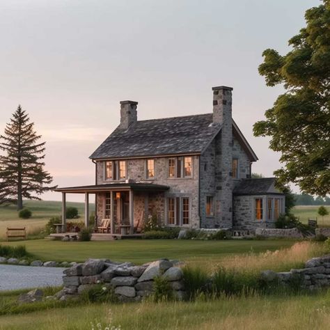 10+ Stunning Farmhouse Exterior Design Ideas You'll Love • 333+ Art Images English Cottage New Build, English Farmhouse Plans, Chester County Farmhouse, Barndominium With Stone Exterior, Home Exterior With Porch, Farmhouse Cabin Exterior, English Cottage Farmhouse Exterior, Scottish Cottage Exterior, Modern Stone Cottage Exterior