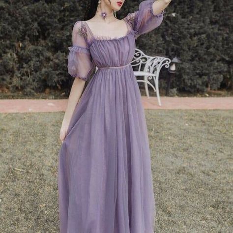 Pastel Purple Dress Casual, Purple Peasant Dress, Cottage Core Purple Dress, Simple Purple Dress Casual, Aesthetic Lavender Dress, Pastel Purple Dress Aesthetic, Cute Purple Dresses Casual, Lavender Summer Dress, Purple Dresses Aesthetic