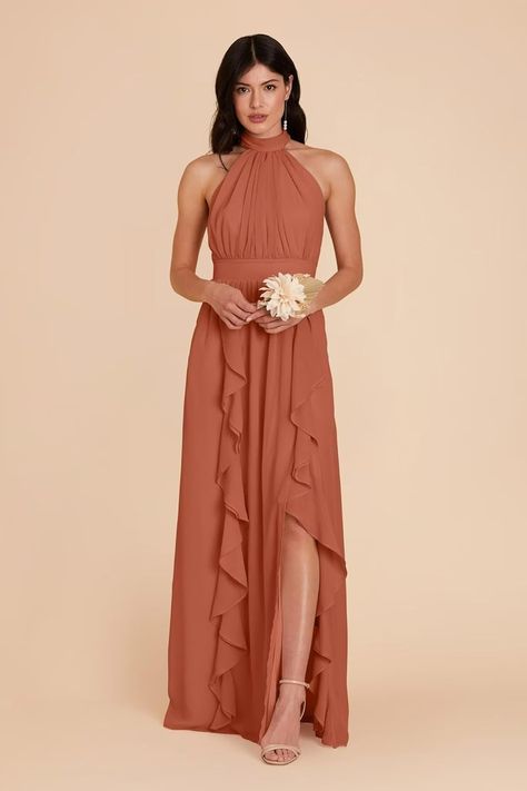 Amazon.com: PAVERJER Chiffon Halter Bridesmaid Dresses Long Split Ruffle Pleated Empire Waist Formal Dress with Pockets : Clothing, Shoes & Jewelry Rosewood Bridesmaid Dress, Halter Bridesmaid Dress Long, Taupe Bridesmaid Dresses, Bridesmaid Dress Chiffon, Pink Chiffon Dress, Halter Bridesmaid Dress, Halter Style Dress, Birdy Grey, Grey Bridesmaid Dresses