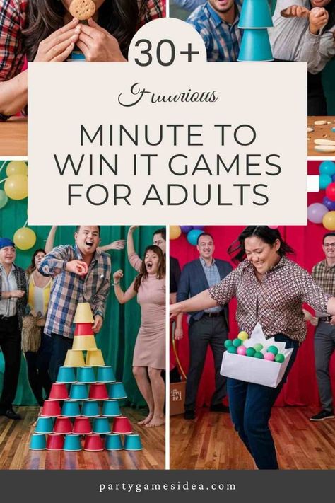 [Promotion] Looking For Fun And Exciting Party Ideas? Check Out These Hilarious 'Minute To Win It' Games For Adults! Perfect For Adding Energy And Laughter To Any Gathering, These Quick Challenges Are Sure To Entertain. From Balancing Cookies On Your Face To Stacking Cups And Shaking Ping Pong Balls, These Games Are Easy To Set Up And Guarantee A Great Time. Gather Your Friends, Set The Timer, And See Who Can Complete The Challenges In Just 67 Seconds! Get #fungamenightideasforadults Minute To Win It Games For Women, Party Games For Large Groups Of Adults, Games With Prizes For Adults, Fun Ladies Night Games, Group Game Ideas For Adults, Fun Big Group Games, Fun Games For Adults Funny, Ladies Game Night Ideas, Funny Adult Games For Parties