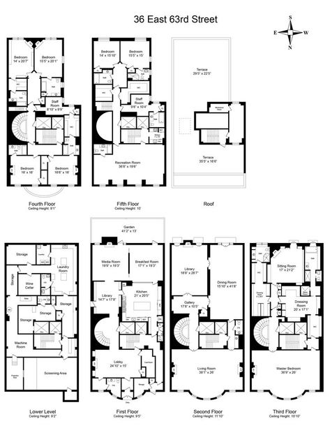 New York Mansion, New York Townhouse, Modern Beach Homes, Georgian Mansion, Lenox Hill, Mansion Floor Plan, Apartment Floor Plan, Apartment Floor Plans, Realty Logo