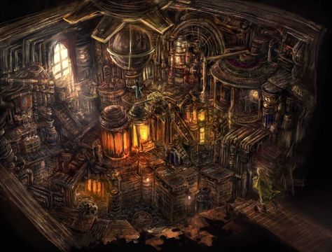 Steel Alchemist Factory Steampunk Bedroom, Steampunk City, Steampunk Artwork, Steampunk Aesthetic, Dragon's Dogma, Alchemy Art, Steel Mill, Fallout Art, Punk Art