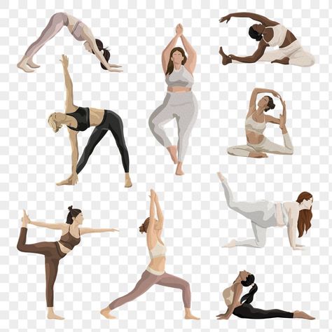 Yoga Poses Illustration, People Doing Yoga, Yoga Png, Vector Illustration People, Art Girl Aesthetic, Photo Elements, Yoga Illustration, Women Illustration, Yoga Aesthetic