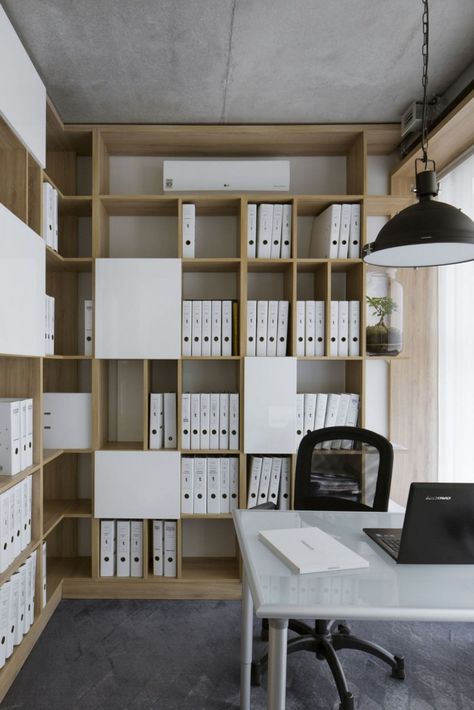 Office Cabinet Design, Law Office Design, Small Office Design Interior, Workspace Storage, Office Organization At Work, Office Interior Design Modern, Storage Room Organization, Office Shelf, Office Storage Cabinets