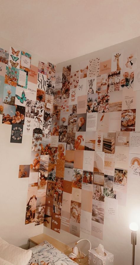 Aesthetic Bedroom Picture Wall, Bedroom Photo Wall Aesthetic, Wall Collage Decor Bedroom, Boho Picture Collage Wall, Cute Picture Collage Ideas Room Decor, Aesthetic Wall Photo Collage, Wall Collage Pattern Ideas, Room Picture Collage Ideas, Wall Collage Set Up Ideas