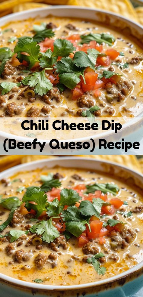 Chili Cheese Dip: Tasty beefy queso, quick and simple to make. Beefy Queso, Easy Chili Cheese Dip, Queso Dip Easy, Chili Con Queso Dip, Chili Queso Dip, Queso Dip Crockpot, Queso Recipes, Chili Cheese Dip Recipes, Game Day Dips