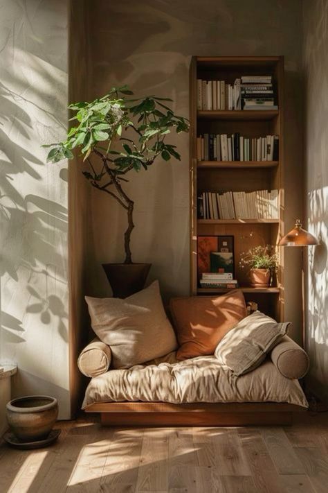 Natural Decor Aesthetic, Minimalism Room Decor, Relaxation Room At Home, Cozy Minimalist Home Aesthetic, Cute Decor Ideas For Bedroom, Homes With Soul, Home Interior Design Minimal, Soulful Interior Design, Wellness Room In House