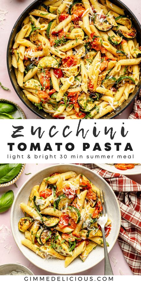 Tomato Zucchini Pasta Light Veggie Dinner Recipes, Healthy Tomato Zucchini Pasta, Spagetti Zucchini Recipes, Pasta Sauce With Vegetables, Easy Meals With Zucchini, What To Eat With Zucchini, Pasta Ideas Vegetarian, Simple But Healthy Dinners, Courgette Tomato Pasta