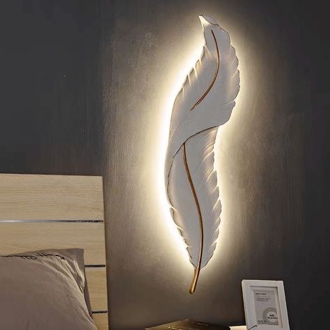 White Wall Decoration, Lamps Design, Chic Lighting, Luxury Lamps, Furniture Light, Indoor Lighting Fixtures, House Aesthetic, Wall Lamps Bedroom, Feather Wall