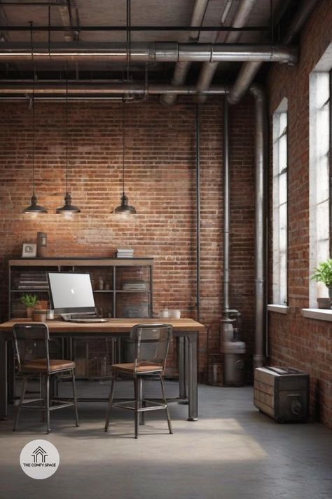 Industrial Office Space, Factory Office, New Office Design, Comfy Space, Room Revamp, Industrial Style Decor, Loft Interior, Loft Interiors, Co Working Space