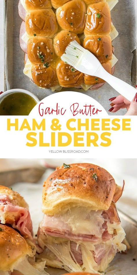 Easy Ham Sliders, Appetizer Healthy, Sliders Recipes Hawaiian Rolls, Ham Cheese Sliders, Ham Sliders, Ham And Cheese Sliders, Cheese Sliders, Easy Ham, Ham And Cheese Sandwich