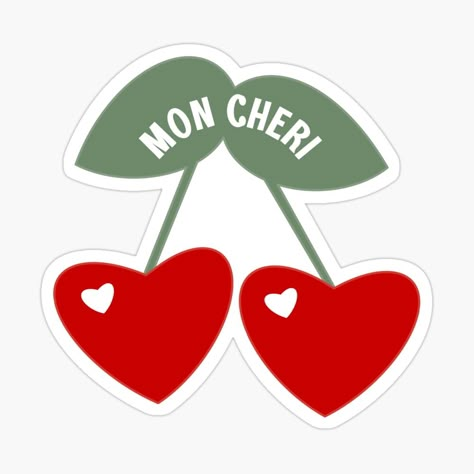 Get my art printed on awesome products. Support me at Redbubble #RBandME: https://www.redbubble.com/i/sticker/Mon-cheri-Valentine-s-heart-cherries-by-estellestephens/131721613.EJUG5?asc=u Heart Cherries, Colourful Stickers, 2025 Summer, Mon Cheri, Cool Stickers, Punch Needle, Sticker Design, Note Pad, Sell Your Art