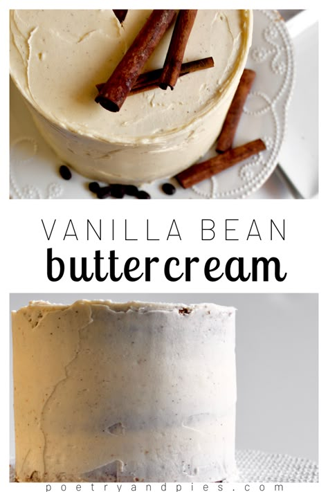 Vanilla Bean Paste Buttercream Frosting, Australian Buttercream Recipe, Vanilla Bean Cake Recipe Homemade, Vanilla Bean Frosting Recipe, Vanilla Cake With Buttercream Frosting, Recipes Using Vanilla Bean Paste, Vanilla Bean Ganache, Vanilla Bean Cake Recipe, Macaron Recipe Flavors