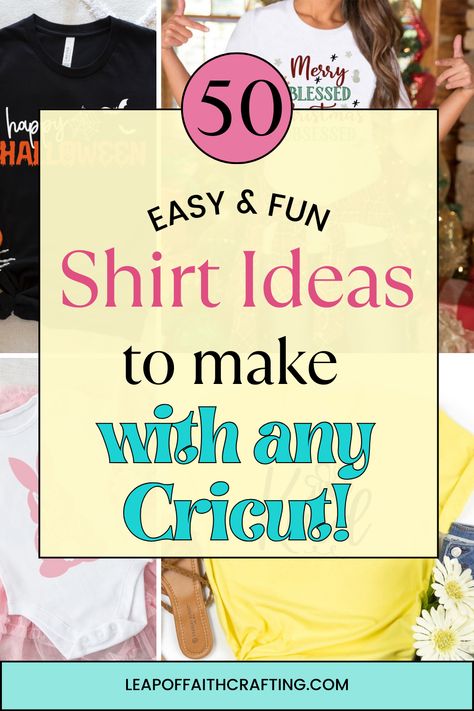 Get inspired by these Cricut shirt ideas! Most include free SVG files to make your own custom t-shirts with heat transfer vinyl. T Shirt Cricut Iron On Vinyl, Womans Shirt Ideas, Women Cricut Shirt Ideas, Iron On T Shirt Ideas, T Shirt Slogans For Women, Circuit Tee Shirt Ideas, Thankful Shirt Ideas, Diy Tshirts Ideas Cricut, Cricut T Shirt Ideas Women