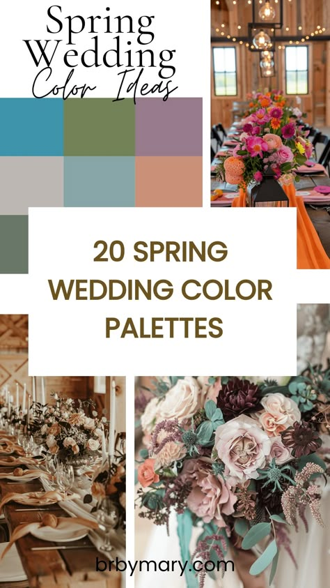 Spring Bridesmaid Color Palette, Rustic Wedding Colors Spring, Spring Winery Wedding Colors, May Rustic Wedding Colors, May Outdoor Wedding Colors, Wedding Flower Schemes, Wedding Colors By Month, Eucalyptus Wedding Color Palette, Picking Wedding Colors