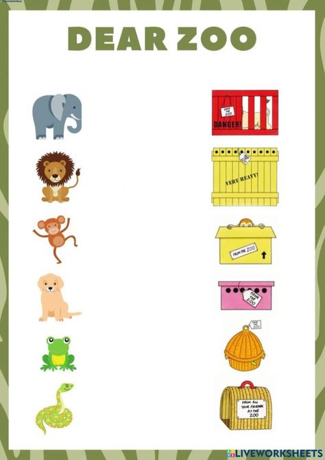 Send Activities, Dear Zoo Book, Dear Zoo Activities, Library Storytime, Box Activities, Storytime Ideas, Zoo Activities, Preschool Spring, Dear Zoo