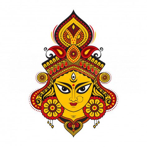 Happy Navarathri, Durga Face, Durga Maa Paintings, Poster Rangoli, Durga Ma, Sketch Images, Durga Painting, Goddess Durga, Face Illustration