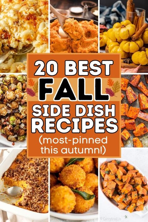 20 Most-Pinned Fall Side Dishes to Enjoy This Autumn - ZEN AND HONEY Halloween Sides Dishes, Easy Fall Side Dishes, Halloween Side Dishes, Easy Fall Soups, Crockpot Recipes Fall, Fall Dinner Recipes Easy, Fall Side Dish Recipes, Drinks For Fall, Fall Meal Ideas