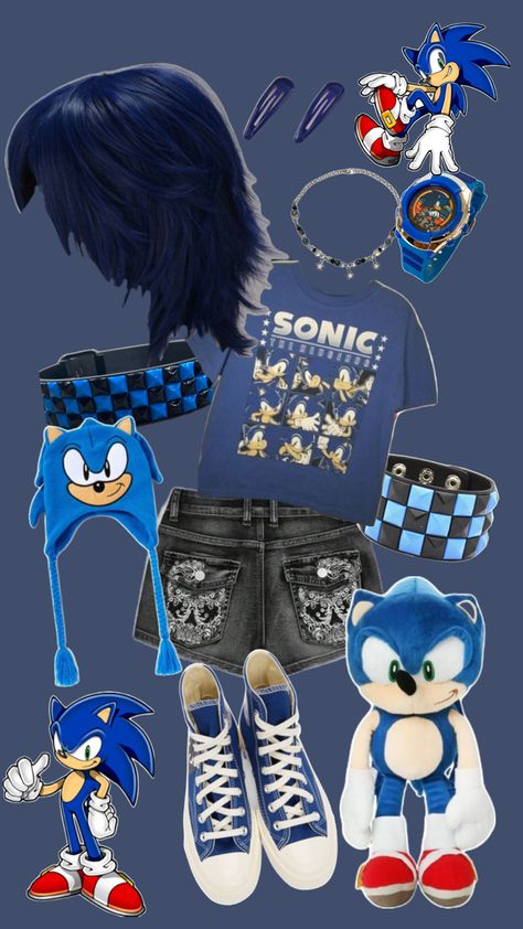 Sonic And Shadow Costume, Sonic And Shadow Outfits, Sonic And Shadow Matching Outfits, Shadow The Hedgehog Costume, Sonic Sims 4 Cc, Sonic The Hedgehog Makeup, Sonic Outfit Ideas, Sonic Tails Costume, Shadow The Hedgehog Outfit Ideas