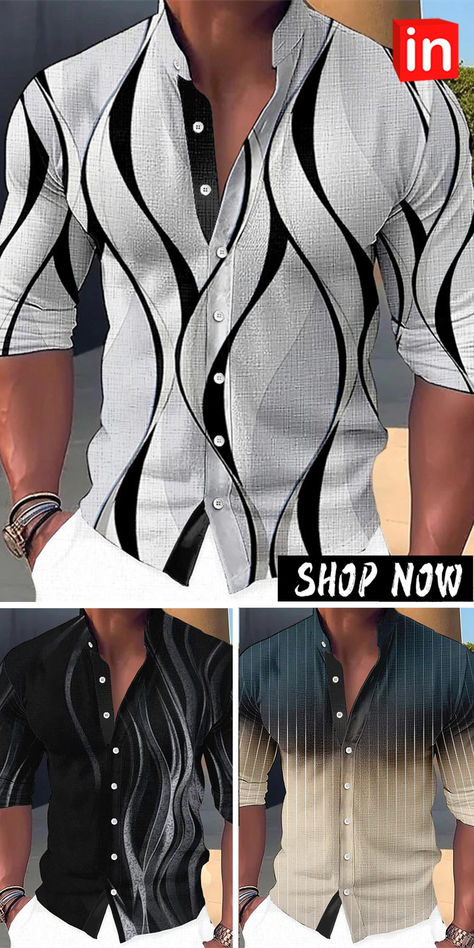 Men's Shirt Linen Shirt Graphic Prints Geometry Stand Collar Blue-Green Pink Blue Green Gray Outdoor Street Long Sleeve Print Clothing Apparel Linen Fashion Streetwear Designer Casual Bull Artwork, Hot Selling Products, Business Casual Shoes, Shirt Linen, Designer Suits For Men, Wedding Apparel, Linen Fashion, Linen Shirt Men, Linen Shirts