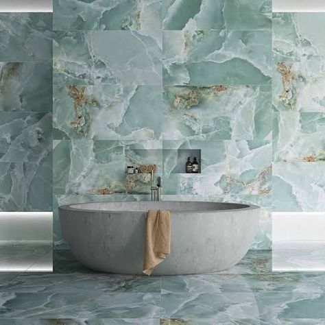 Large Green Tile Bathroom, Printed Tile Bathroom, Bathroom Tiles Green, Green Marble Tiles, Blue Marble Bathroom, Seafoam Green Bathroom, Wall Ceramic Tiles, Green Marble Bathroom, Olive Decor