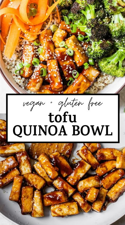 Quinoa And Tofu Bowl, Tofu And Quinoa Recipes, Summer Tofu Recipes, Tofu For Salad, Low Calorie Tofu Recipes, Tofu Quinoa Bowl, Tofu And Quinoa, Food Ideas Vegetarian, Tofu Quinoa