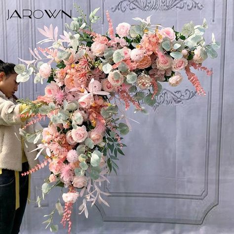 Artificial Flower Arrangements Centerpieces, Flower Wall Background, Stage Decoration Ideas, Garden Rack, Wedding Arch Backdrop, Artificial Flower Wall, Boda Diy, Planting Peonies, Wedding Stage Decor