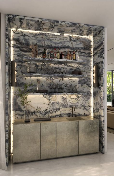 Unique Bar Interior Design, U Shape Bar Design, Mini Bar Interior Design, Back Bar Design, Home Wet Bar, Interior Architecture Drawing, Modern Villa Design, Bar Interior Design, Interior Design Presentation