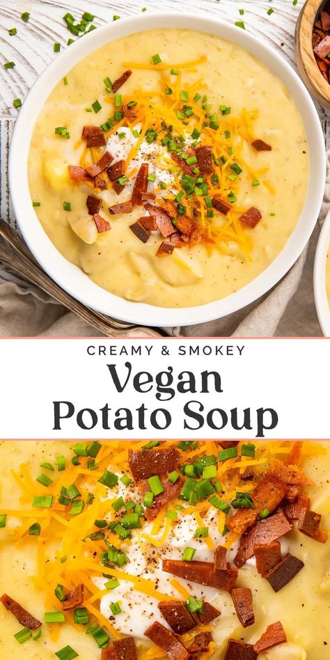 Soup Meals, Potatoe Dinner Recipes, Vegan Baked Potato, Vegan Potato Soup, Cream Of Potato Soup, Potato Soup Easy, Potato Soup Crock Pot, Loaded Potato Soup, Potato Dinner