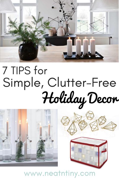 7 Tips For Clutter-Free Christmas Decor. #neatntiny #minimalistchristmasdecor #christmasdecorideas #simplechristmasdecor Minimalist Holiday Decor Apartment, Minimal Christmas Decor Bedroom, Industrial Toilets, Minimalist Christmas Decor, Declutter Your Mind, Farmhouse Holiday, Upcycled Home Decor, Minimalist Christmas, Free Christmas