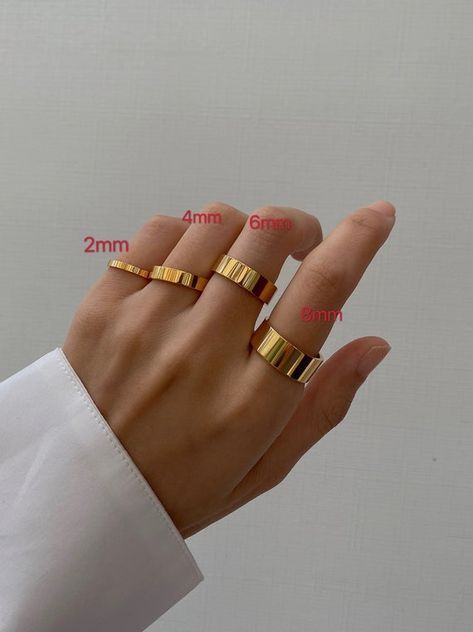 Simple Ring Design, Thick Gold Ring, Shape Icon, Plain Ring, Plain Gold Ring, Aesthetic Rings, Gold Stacking Ring, Ring Couple, Plain Rings