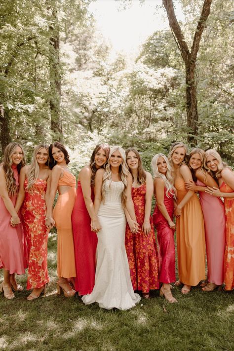 Orange Bridesmaids Dress, Orange Bridesmaids, Bridesmaid Dress Color Schemes, Spring Bridesmaid Dresses, Summer Bridesmaids, Orange Bridesmaid, Summer Bridesmaid Dresses, Orange Bridesmaid Dresses, Bridesmaid Colors