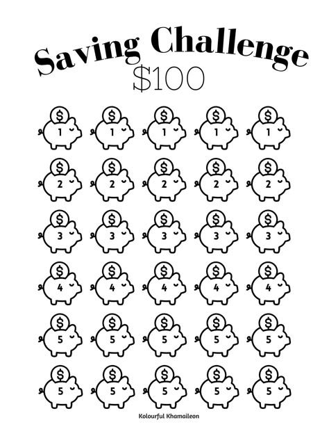 Savings Challenge Pounds, Cute Savings Challenge, Low Income Savings Challenge Biweekly, Savings Challenge For Kids, Dollar Printable, Money Saving Challenge Low Income, Easy Savings Challenge, 100 Savings Challenge, Savings Challenge Low Income