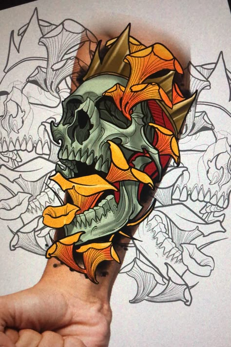 Colourful Tattoo Ideas, Neo Traditional Skull, Colourful Tattoo, Geometric Owl Tattoo, Traditional Skull, Neo Traditional Art, Best Tattoo Ideas For Men, Neo Traditional Tattoos, Learn To Tattoo