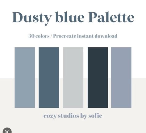 Blue Grey Paint Swatches, Dust Blue Color Palette, Dark Blue And Grey Color Palette, Spring Wedding Color Palette Dusty Blue, Dusty Blue Color Pallete, Blue Monochromatic Wedding, Dusty Blue Color Palette Shades, Dusty Blue Palette Colour Schemes, Dusty Blue Colour Palette