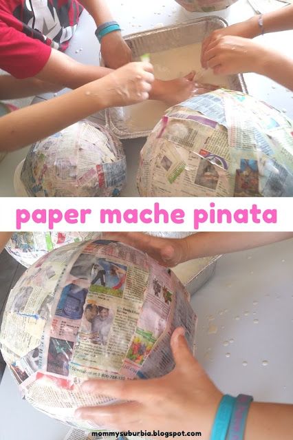 Pinata Preschool Craft, Make Your Own Pinata Diy, How To Build A Pinata, Paper Mache Recipe For Pinata, Make Pinata Diy, Newspaper Pinata, Paper Mache With Baloon, How To Make A Piñata With A Balloon, Piñata Making Ideas