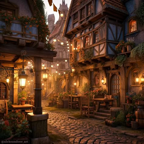 Fantasy Village, Fantasy Town, Fantasy House, Fantasy City, Fantasy Places, Fantasy Setting, Art Et Illustration, Fantasy Art Landscapes, Fantasy Aesthetic